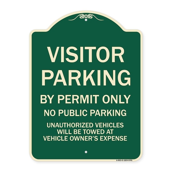 Designer Series-Visitor Parking By Permit Only No Public Parking, 24" x 18", G-1824-9741